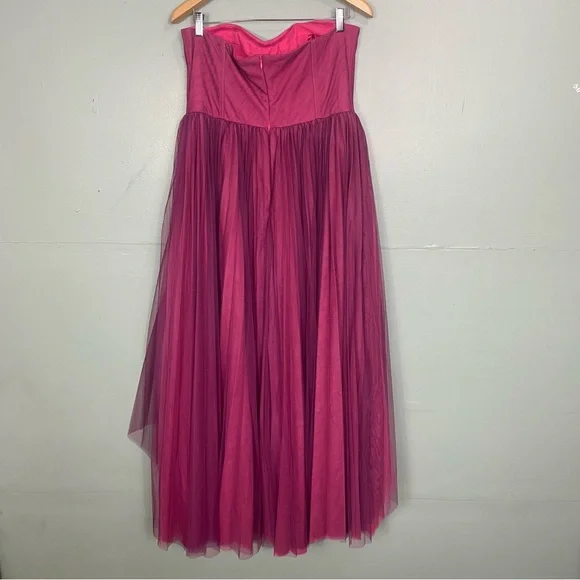 Anthropologie Hutch Calloway Strapless Bustier Tulle Maxi Dress Purple Red Sz 12 - Picture 5 of 8